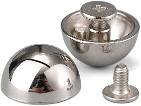 YORANYO 20 Sets 15X8MM Dome Spikes and Studs 19/32" Handbag Feet Silver Color Round Spikes Screw Back Studs and Spikes for Clothing Shoes Leather Craft Belts Bags Accessories with Installation Tool