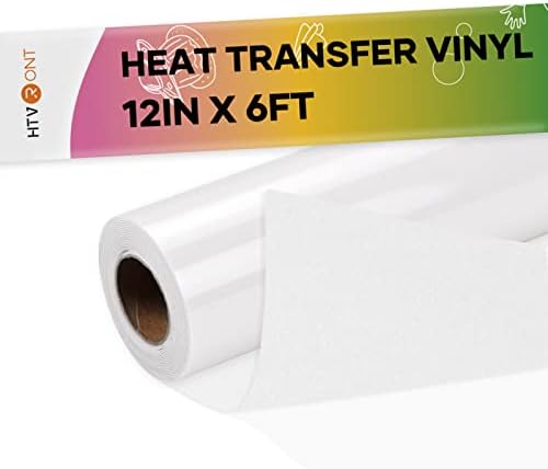 HTVRONT White Flock HTV Vinyl, 12 x 6FT White Flock Heat Transfer Vinyl