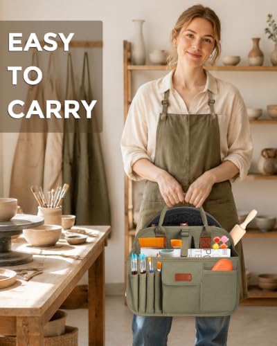 Pottery Tool Organizer Bag, Art Supply Studio Bag, Clay Tool Storage Caddy