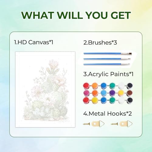 Amaieuin Paint by Numbers Kit for Adults,Cactus Canvas Paint by Numbers for Adults,DIY Paint by Number Adult for Home Decor Gifts 16x20in