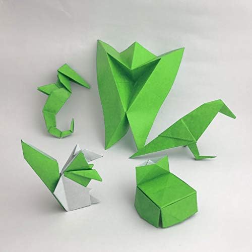 [Taro's Origami Studio] Standard 6 Inch One Sided Single Color (Green) 50 Sheets (All Same Color) Square Easy Fold Premium Japanese Paper for Beginner (Made in Japan)
