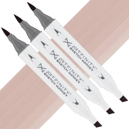 Artfinity Sketch Markers - Set of 3 - Taupe RV8-3, Vibrant, Professional, Dye-Based Alcohol Markers for Artists, Drawing, Travel, & More