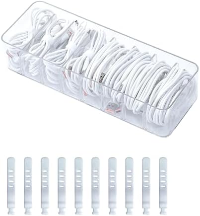 Clear Cable Cord Organizer Box for Desk Drawer, Plastic