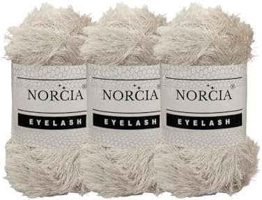 Eyelash Yarn Fun Fur Yarn(3 * 100g-3.5oz) (3 * 153yds-140mt) Fuzzy Premium Soft Crochet DIY Hand Knitting 100% Polyester