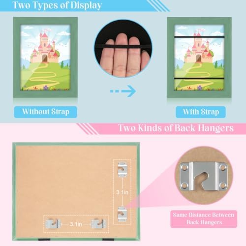 [2-Pack] Kids Art Frames, 8.5x11 Front Opening Kids Artwork Frames Changeable, Olive Green Artwork Display Storage Frame for Wall, Holds 50 Pcs, for 3D Picture, Crafts, Children Drawing, Hanging Art,