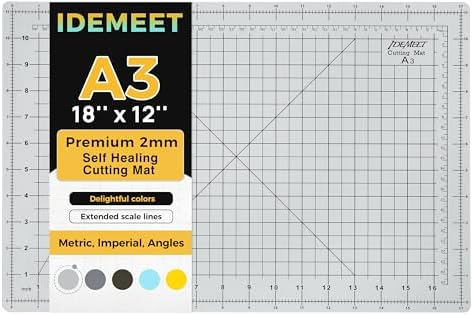 Self Healing Cutting Mat 18" x 12", A3 Double-Sided for Sewing & Quilting | Non-slip, 5-Ply Rotary Cutting Mat for Crafts Cutting Fabric Scrapbooking, and Small Modeling Projects, Slate Gray
