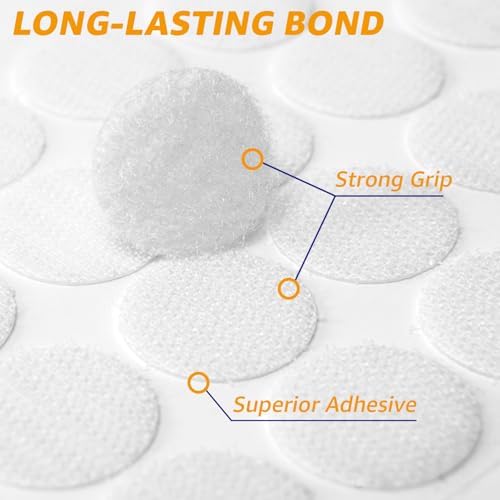 160pcs (80 Pairs) 0.98" Diameter Self Adhesive Dots White, Hook & Loop Dots Sticky Back Coins for School, Classroom, Office, Home, Mounting, Arts and Crafts