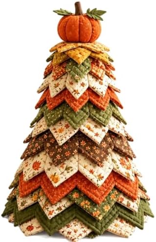 DIY Quilted Christmas Tree Kit, 3D Padded Fabric Sewing Craft Set (Pumpkin)