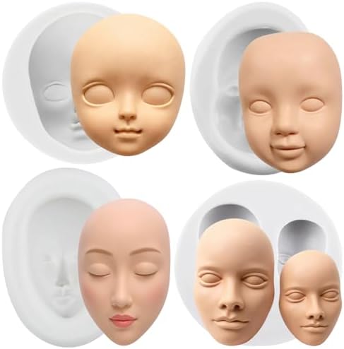 Human Face Silicone Molds Baby Face Polymer Clay Mold Set of 4