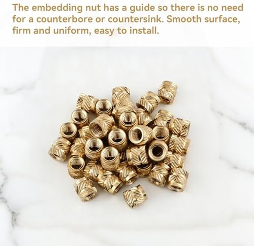 300 Pcs M4 Threaded Inserts,M4 x D6 x L6 Heat Set Inserts Brass Nuts,3D Printing Knurled Metric Nuts for Plastic,3D Printer Brass Inserts Knurled,Easy to Secure Fixation
