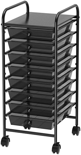 Simple Houseware 8 Drawers Rolling Utility Cart Art Craft Storage, Black