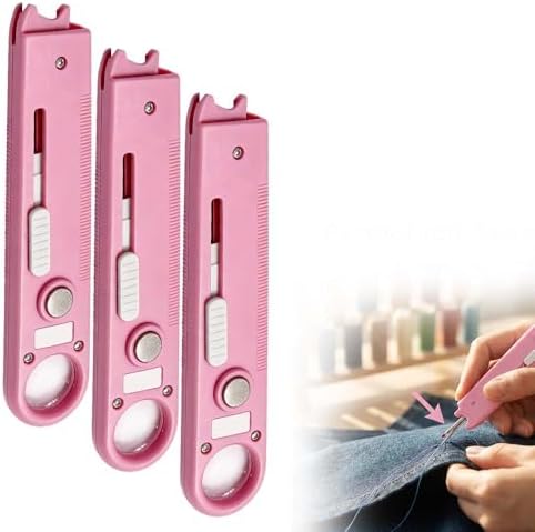 Sewing Machine Needle Threader, Multitool with Built-in Ruler and Magnifier, 4 in 1 Automatic Quick Threading Tool, Magnetic Seam Guide, Quilting Sewing Supplies (3Pcs)