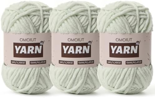 3 Packs Plush Chenille Chunky Crochet Yarn - Baby Yarn for Crocheting Soft - Velvet Yarns Knitting for Blankets Crafts - Fluffy Amigurumi Yarns 150g / 196.8yds (3 Fruit Green)