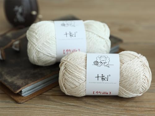 Cotton, Bamboo,Linen Blended Yarn 2 Skeins 50g/1.76oz- 02 Apricot White
