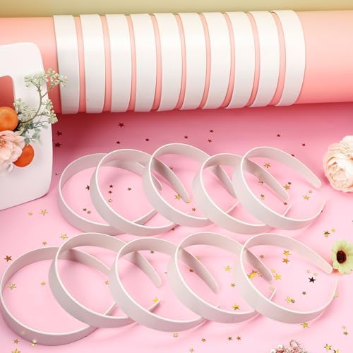 Hotop Plastic Headbands Bulk No Teeth Plain for Women,1 Inch Wide,White