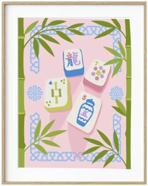 Pink Picasso Paint by Number Kit, All Ages, 8x10, Tile Time Mahjong | Mid Century Modern Collection, Acrylic Paints and Brushes included, Pre-printed high quality canvas, DIY art kit, Gift-ready