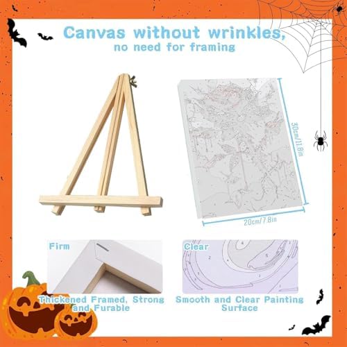 Axquilon 3 Packs Halloween Framed Paint by Numbers Kit for Adults 8x10in