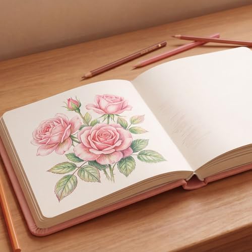 5" × 5" Pocket Sketchbook, 80 Sheets, 160gsm Small Sketch Book, Pink