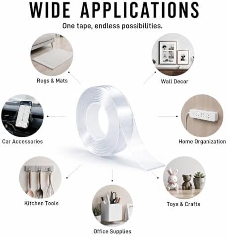 Nano Tape Double Sided Heavy Duty 2''×10Ft Removable Washable No Residue