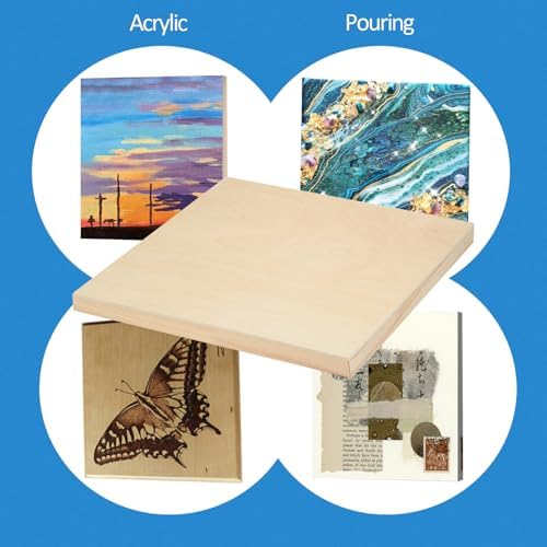 Falling in Art 2 Pack 6x6 Gallery Unfinished Wooden Canvas Panels | Birch Wood Panels Kit, 1 1/2" Deep Art Cradle Boards for Painting, Pouring, Burning,Epoxy Resin, Laser Engraving Cutting