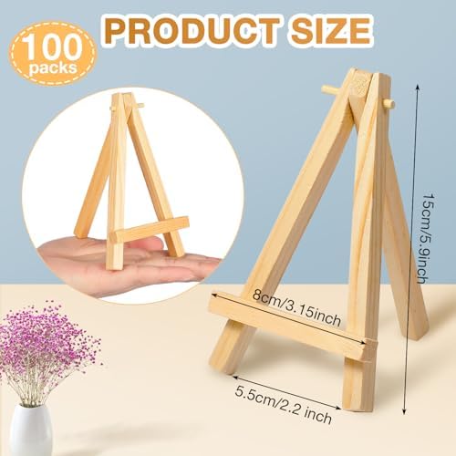 Mimorou 100 Pieces Mini Wooden Easel Stands Tripod Display Tabletop,None