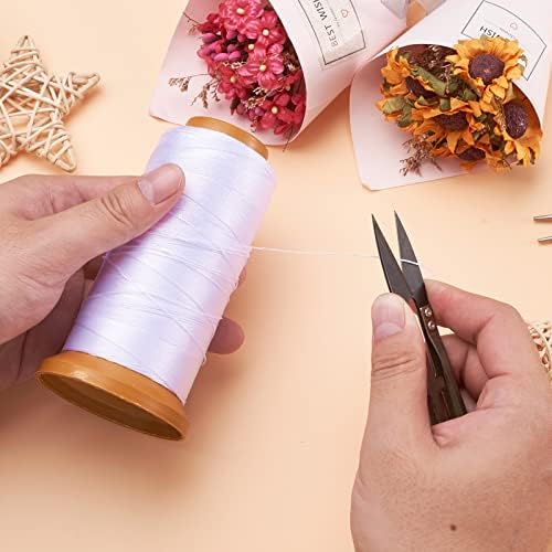 601Yards 0.5mm Nylon Sewing Thread Polyester Leather Cord White Beading String Macrame Cord Rope for DIY Necklace Bracelet Handcraft Leather Sewing Bookbinding