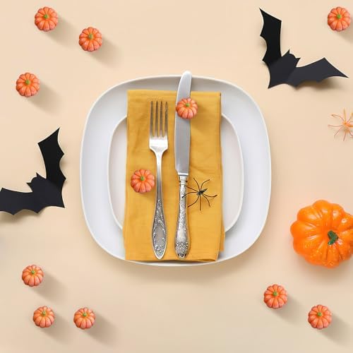 JUNEBRUSHS 50 Pcs Mini Pumpkins Fake Pumpkins Artificial Pumpkins Thanksgiving Ornaments for Vase Filler DIY Crafts Fall Halloween Party Supplies Home Table Decorations