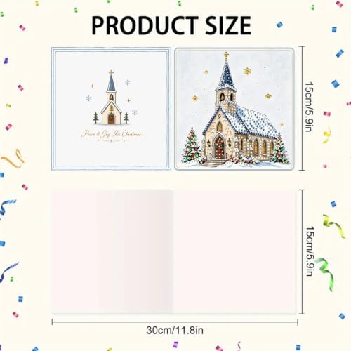 BAYUNOE 6Pcs Christmas Diamond Art Painting Greeting Card Kit with Envelope