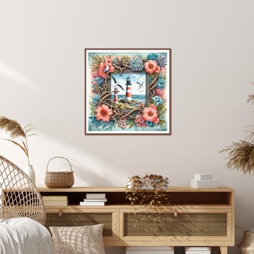 KUKUDEM Lighthouse Diamond Painting Kits for Adult, Diamond Art Kit 12×12In