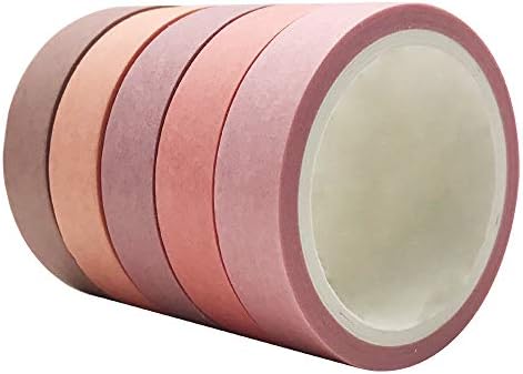 EnYan Solid Color Washi Tapes Set, 5 Rolls Basic Collection Decoration 10mm Wide Japanese Masking Decorative Tapes for Bullet Journal Planners DIY Crafts Arts Scrapbooking Adhesive