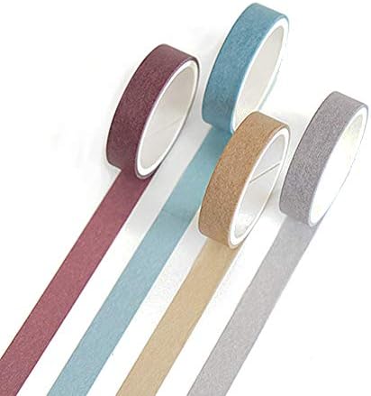 YUBBAEX Natural Color Washi Tape Set 4 Rolls Decorative Tapes for Arts, DIY Crafts, Journals, Planners, Scrapbooking, Wrapping -Neutral Color- (7-Basic Style)