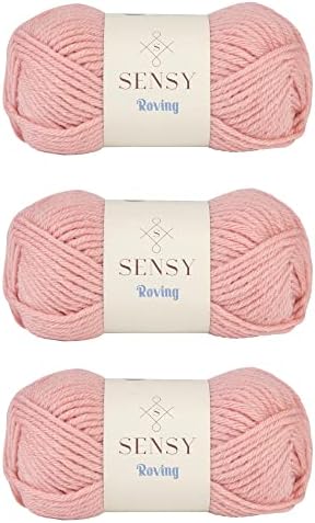 S Sensy Roving - Premium Acrylic&Wool Yarn, 3 Skein Quartz Pink, 131 Yards