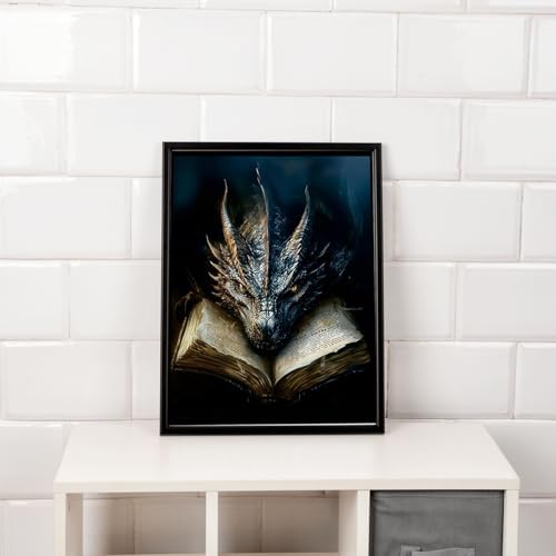 MBNTJHT Dragon Paint by Numbers Kit for Adults,Black Dragon and Book Paint by Number Kits with Brushes for Adults Beginner,DIY Unframed Oil Painting Kits for Home Wall Decor 16x20 Inch.