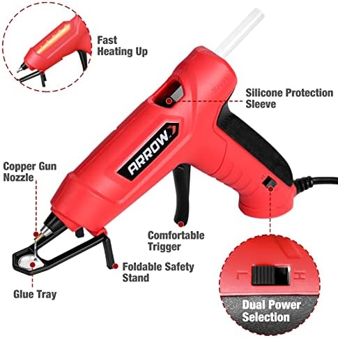 Arrow Mini Hot Glue Gun, Dual Temp Glue Gun Kit with 24Pcs Mini Glue Sticks, High/Low Temp Fast Heating Glue Guns with Stand for DIY, Decoration, Crafts, Quick Repairs
