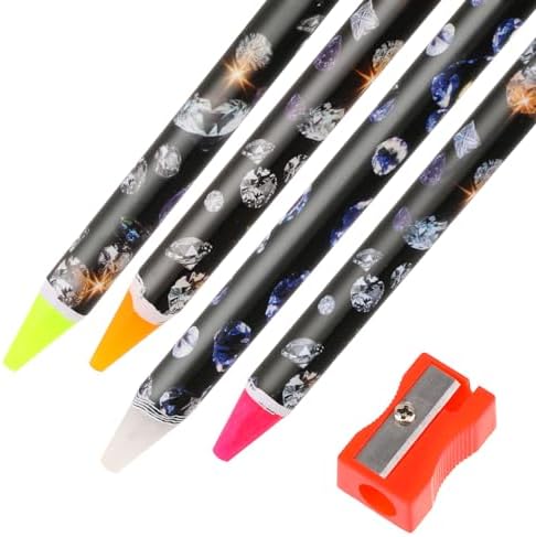 Hariendny 4 Pack Rhinestone Picker Tool Adhesive Resin Picker Pencil Nail Point Drill Pen Dotting Wax Pencil Gem Pick up Tools for Nail Art DIY with Pencil Sharpener