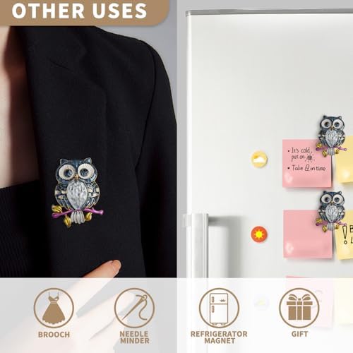 Needle Minder Magnet, Magnetic Needle Minder, Needle Minders Magnetic Cross Stitch Accessories, Magnetic Needle Holder, Life Tree, Butterfly, Cats, Owl, Heart (OWL)