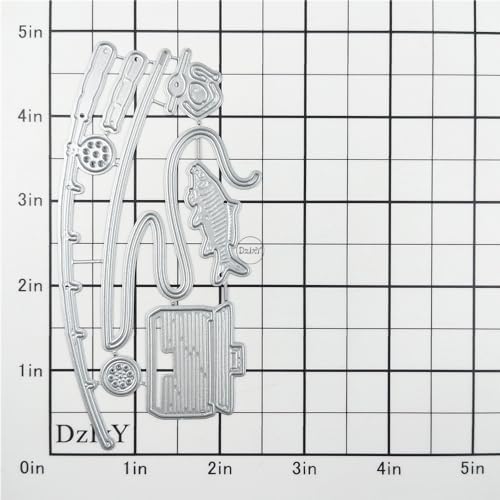 Fishing Pole Fish Metal Cutting Dies for Card Making