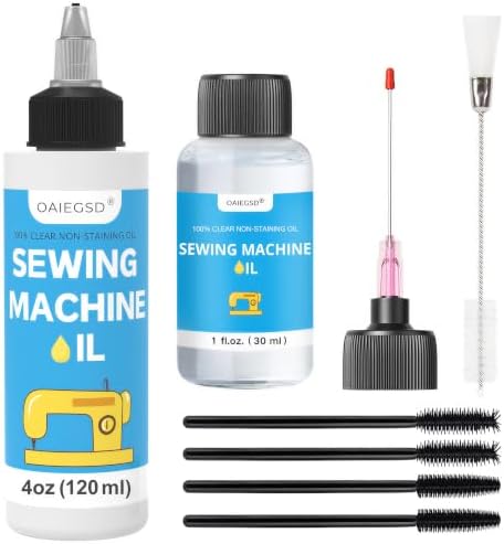 4oz&1oz Sewing Machine Oil and Cleaning Kit with Applicator & Brush