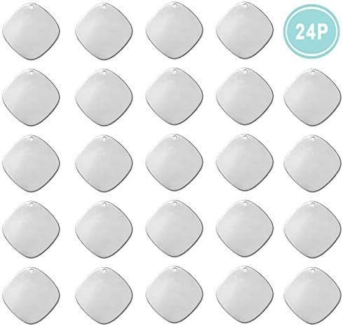 ImpressArt - Premium Metal Stamping Blanks for Metal Stamping and Jewelry Making (24 Pack) (3/4" Round Square, Aluminum)