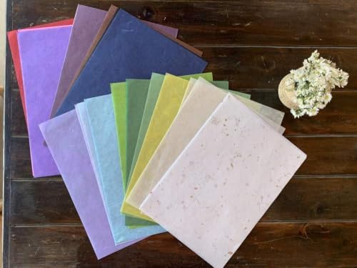 50 Sheets A5 Handmade Mulberry Paper, Mixed Colors Natural Fiber Decorative Paper for Origami, Scrapbooking, Card Making, DIY Crafts, Journal & Wedding Invitations 8.3" x 5.8"(Mixed Colors.. A5)