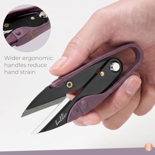 Beaditive Premium Thread Snips - Thread, Yarn, Embroidery Snipper for Sewing, Quilting, Knitting, Jewelry Making - High-Carbon Steel Blades with Protective Cap and Lanyard (Purple)