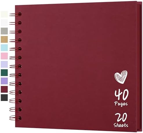 Scrapbook Photo Album 7"x7" 20 Sheets 40 Pages Hardcover Kraft Paper Khaki