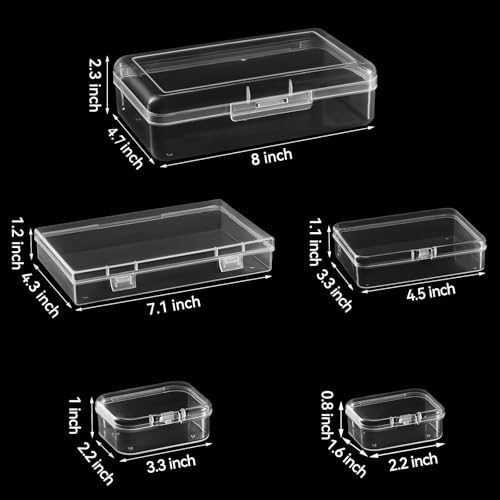 42 Pieces Mixed Sizes Rectangular Empty Mini Clear Plastic Organizer Box
