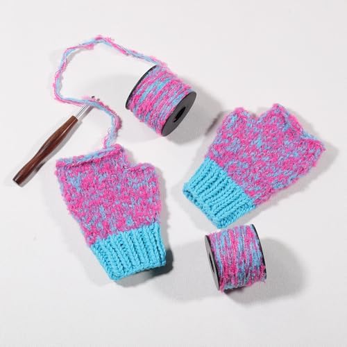 Artisanal Yarn Collection Multifiber Fancy Yarn for Knitting Crocheting Crafts DIY, Set of 3 Rolls(121 Bubblegum Wave)