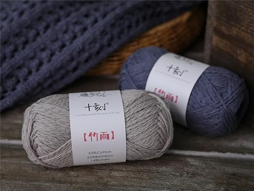 Cotton, Bamboo,Linen Blended Yarn 2 Skeins 50g/1.76oz- 04 Silver Gray