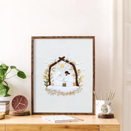 Christian Nativity Embroidery Kit for Beginners Adults Easy Embroidery Starter Kit Nativity Patterns Cross Stitch Kits Full Embroiderys Hoop Kits Needlepoint Kits with Instruction Needles and Thread