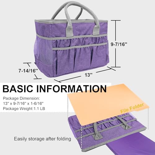 Cupohus Craft Organizer Tote Bag – Foldable Large Capacity Supply Storage Bag – Use as Baby Diaper Organizer, Craft Supply Holder, Car Trunk Basket, or Breast Pump Storage