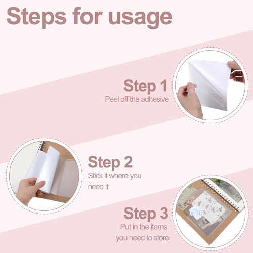 6Pcs Clear Adhesive Pockets Clear Corner Pockets, 6 x 6 Inch