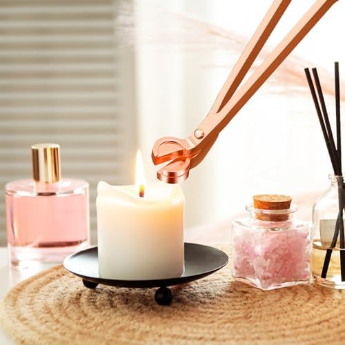 Calary 3 in 1 Candle Care Kit - Wick Trimmer, Snuffer & Dipper Set (Rose Gold)