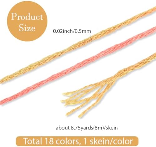 18 Skeins Colorful Needlepoint Embroidery Thread Floss for Sewing